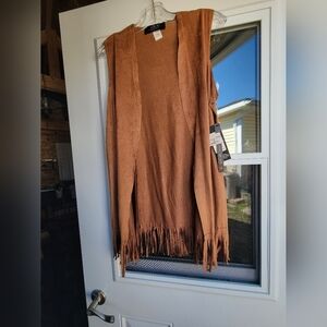 Brown Suede Vest With Fringe